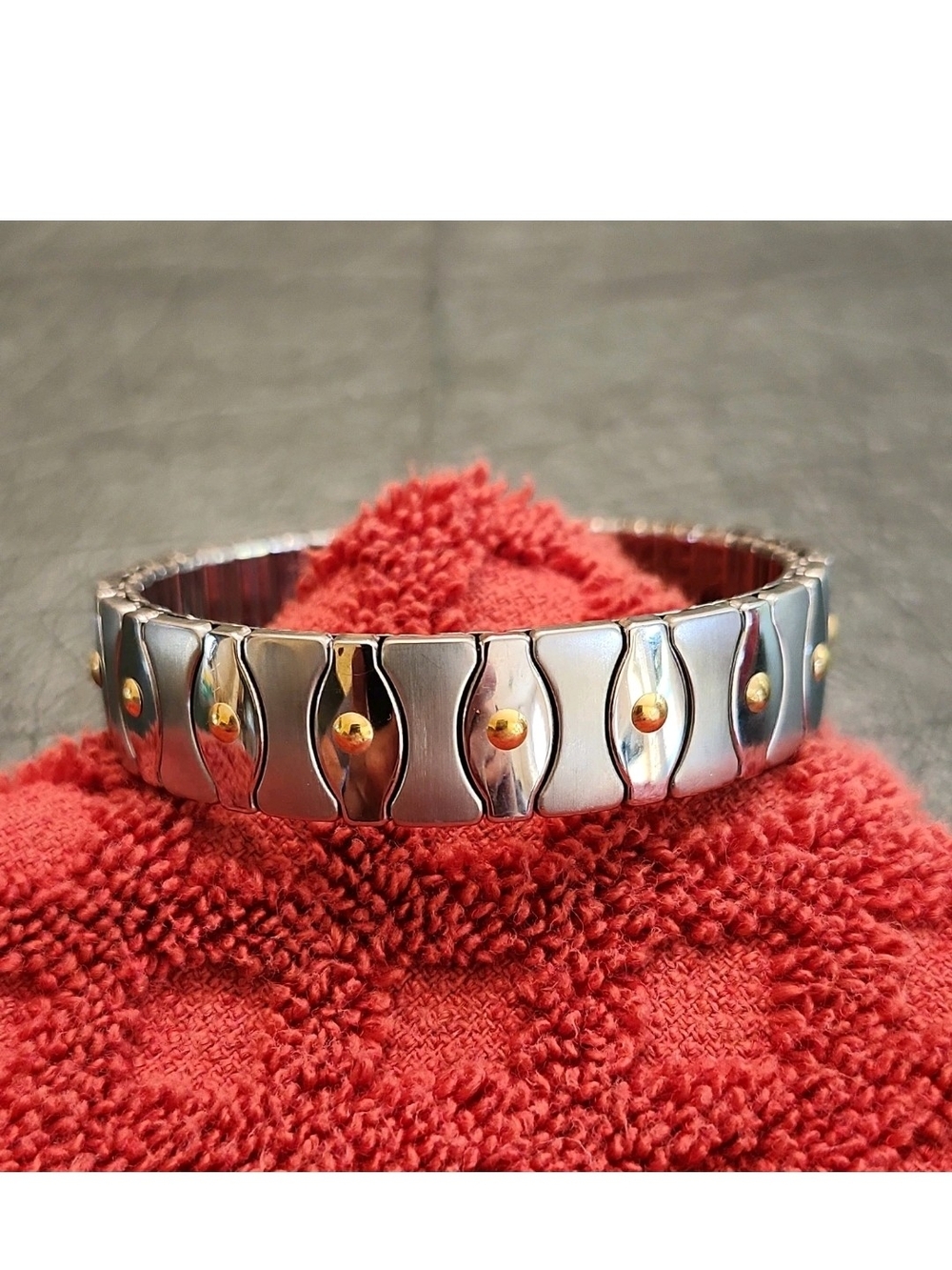 Italy Milor Stainless Steel and 18K Gold Accent Expandable Bracelet